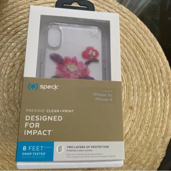 Speck Presidio Clear Glitter Floral iPhone X/XS Cell Phone Case - Picture 1 of 4